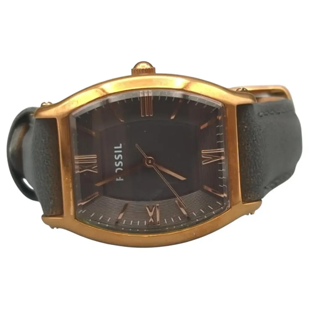 Fossil Women's Watch 28MM Gold Case Gray Dial Ash Gray Leather Strap‎ ES3056